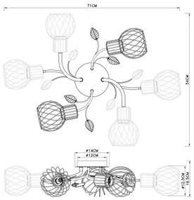 Globo 54113-6D - Felületre szerelhető csillár LALLY 6xE27/40W/230V