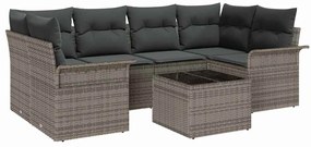 vidaXL Kerti Kanapé Szett 7 pcs Szürke Poli rattan