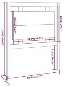 szürke tömör fenyőfa ágyfejtámla 80,5 x 4 x 100 cm