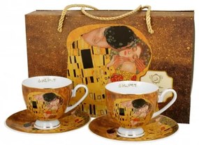 D.G.48049 Porceláncsésze+alj, 220ml, Golden Line,2 személyes, dobozban, Klimt:The Kiss