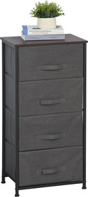 HOMCOM Szövet Fiókos Komód Tárolóegység 4 Fiókkal, 45L x 30W x 92H cm, Szürke Fém Váz | Aosom