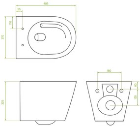 Laveo Jari Cycleon, falra szerelhető WC CycleOn pezsgőfürdő rendszerrel 485x370x325 mm + wc ülőke, fehér, LAV-VMJ_609S