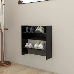 fekete szerelt fa fali cipősszekrény 60 x 18 x 60 cm
