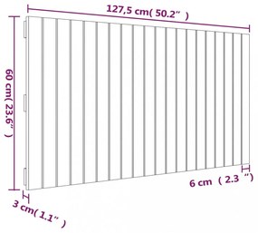 fekete tömör fenyőfa fali fejtámla 127,5 x 3 x 60 cm
