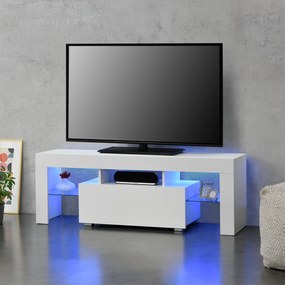 [en.casa] TV-Komód Grimsey LED világítással fehér/fehér magasfényű