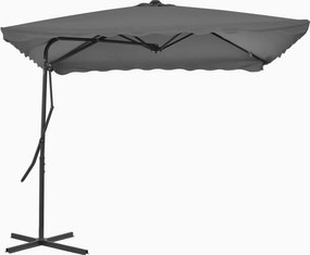 vidaXL antracitszürke kültéri napernyő acélrúddal 250 x 250 cm