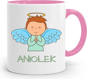 Rózsaszín Bögre Gyerekeknek Lányoknak Kis Angyalka +név fényképes nyomtatással