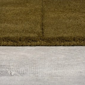 Khaki kézi szövésű gyapjú futószőnyeg 60x230 cm Checkerboard – Flair Rugs