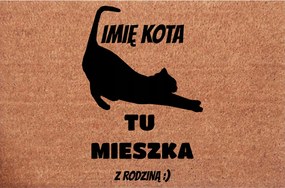 Kókusz Lábtörlő az ajtóhoz Itt lakik a Macska A kis kedvenc neve a családdal