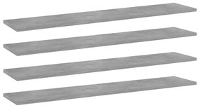 4 db betonszürke szerelt fa könyvespolc 100 x 20 x 1,5 cm