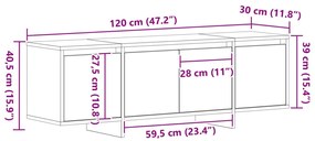 TV szekrény fekete tölgy 120x30x40,5 cm összeszerelve