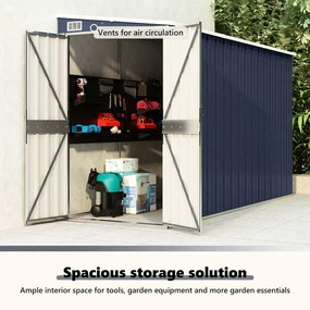 antracitszürke acél falhoz erősíthető fészer 118 x 288 x 178 cm