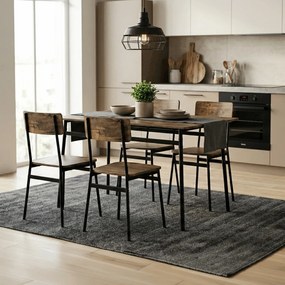 Étkezőgarnitúra 4 székkel 110 × 70 × 76 cm MDF öreg fa AUT-O2155 OLW