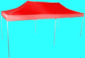 Gyorsan összecsukható sátor 3x6m - alumínium, Piros, Oldalfalak nélkül