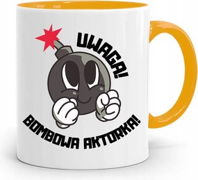 Színésznőnek Színésznő Bögre Sárga Születésnapi Ajándék fényképes nyomtatással