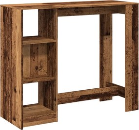 vidaXL antik fa színű szerelt fa bárasztal polccal 124 x 46 x 103,5 cm
