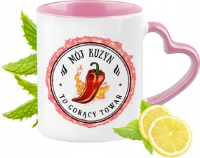 Unokatestvér bögre rózsaszín szív alakú füllel Kávé ajándék