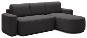 Sötétszürke zsenília kinyitható-tárolóhelyes sarokkanapé (jobb oldali-heverő résszel) Aurumm – ELTAP
