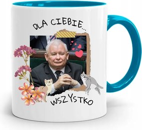 Kék Vicces Bögre Jaroslaw Kaczynski fényképes nyomattal