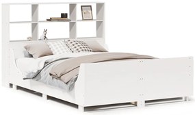 fehér tömör fa könyvespolcos ágy matrac nélkül 140 x 200 cm