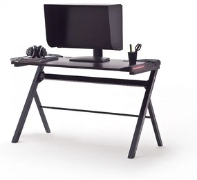 mcRACING Basic 3 gamer íróasztal fekete karbon optika borítással és beépített LED világítással