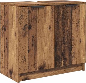 vidaXL Fürdőszoba Székény ajtóval Öreg fa 64,5 x 33,5 x 59 cm Faanyag