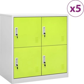 vidaXL 5 db világosszürke-zöld acél zárható szekrény 90 x 45 x 92,5 cm