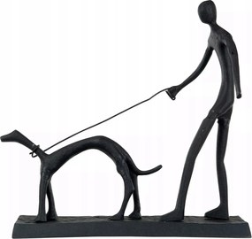 Kutya Figura Fekete nappaliba fém loft dekoráció 34cm