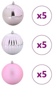 Karácsonyi Díszgömb Készlet 15 pcs Rózsaszín