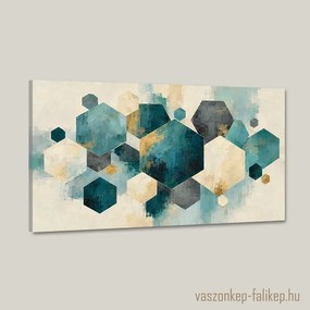 Türkiz Geometriák falikép – Prémium részletek 40x23 cm