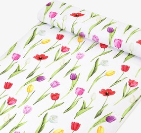 Goldea teflon szövet terítőknek - színes tulipánok 160 cm