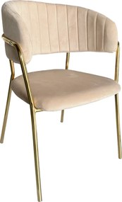 Design étkezőszék, bézs Velvet szövet/gold króm arany, DASMIN NEW TYP 1