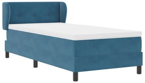 Boxspring Ágy Matraccal Sötétkék 90x190 cm Velúros
