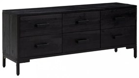 fekete újrahasznosított tömör fenyőfa tárolópad 110x35x45 cm