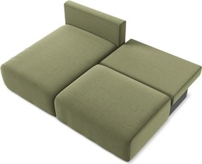 Zöld bársony kinyitható-tárolóhelyes sarokkanapé (bal oldali-heverő résszel) Kalena – Makamii