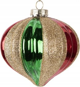 Piros-zöld üveg karácsonyi dekoráció Nes II 10x10 cm