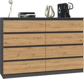 M8 140 fiókos szekrény, antracit-tölgy