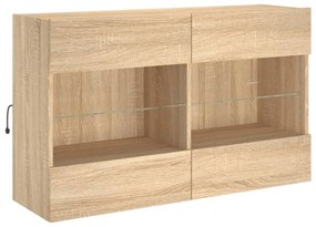 sonoma tölgy színű fali TV-szekrény LED-del 98,5x30x60,5 cm