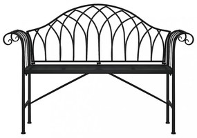 kétszemélyes fekete acél kerti pad 128 cm
