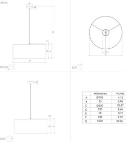 Eglo 39974 - Csillár zsinóron CASUARITA 1xE27/40W/230V átm. 53 cm kék/arany