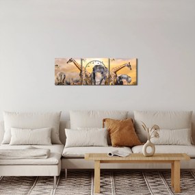 Kép - Afrikai állatok (órával) (90x30 cm)