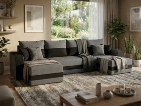 Kinyitható U-alakú ülőgarnitúra VALERIO 305x140 cm, sötétszürke/antracit