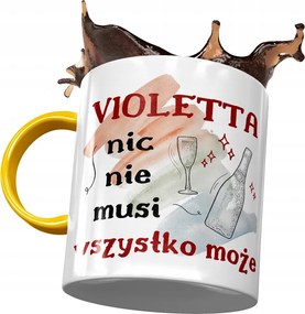 Sárga Bögre Violetta Barátnő Feleség Ajándék Nyomtatott Fotóval