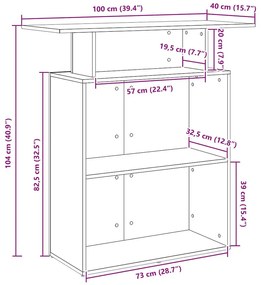recepciós pult füstös tölgy 100x40x104 cm szerelt fa