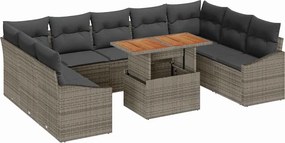 vidaXL Kert étkező szett párnával 10 pcs Szürke és Barna