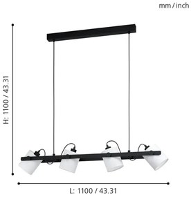 Eglo 43425 - Csillár zsinóron HORNWOOD 1 4xE27/28W/230V