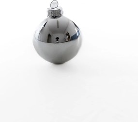 Ezüst karácsonyi üveggömb szett, 6 cm, 12 db