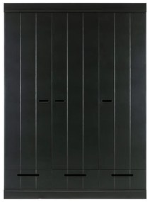 Connect fekete borovi fenyő ruhásszekrény borovi fenyő konstrukcióval, szélesség 140 cm - WOOOD