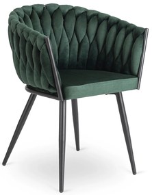 Glamour étkezőszék ELENA sötétzöld bársony/fekete lábak