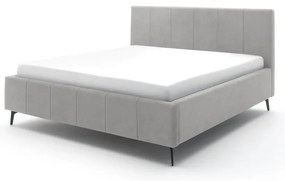 Világosszürke kárpitozott franciaágy tárolóhellyel ágyráccsal 180x200 cm Lizzano – Meise Möbel